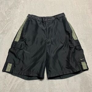Vintage‎ 90's Men's L Nike Shiny Dazzle Cargo Polyester Shorts Black Striped